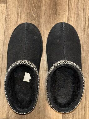 UGG Black Suede Shearling Lined Slip-On Slippers